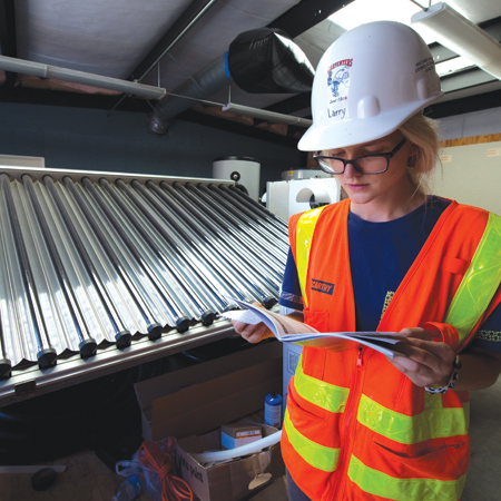 student on site working